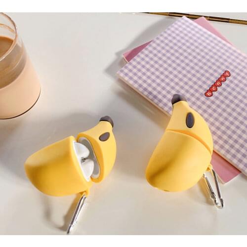 3D Cute Banana Pattern Case for Airpods 1 2 Protective Sleeve for Airpods Pro Wireless Bluetooth Headset Cartoon Soft Cover