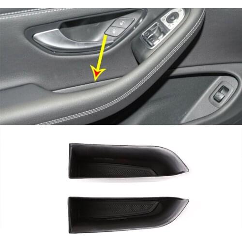 For Mercedes-Benz C-Class Coupe 2014-2021 ABS Plastic Black Car Door Storage Box Cell phone Box Sundries Box Car Accessories