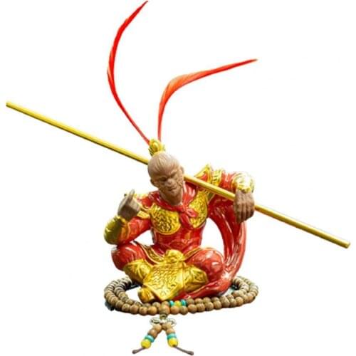Car Decorative Trinket Small High Imitation Ceramic Mini Monkey King Figurine for Car Decoration