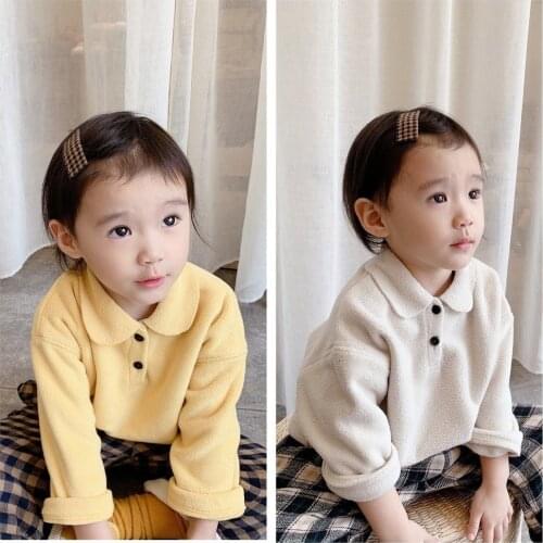 2021 childrens winter new childrens Korean suede Shirt Girls' Autumn pullover shirt fall clothes for toddler girls