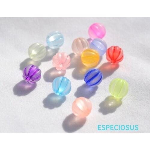 DIY Jewelry Accessory Transparent Matt Acrylic Round Spacer Mix Color 10MM Lantern Shape Stripe Beads Necklace Making Department