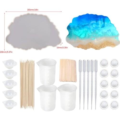 Irregular Shape Wave Tray Mold For Epoxy Resin Drop Mold Casting Door Plate Cloud Silicone Mold Drop Tool Set Handmade Crafts
