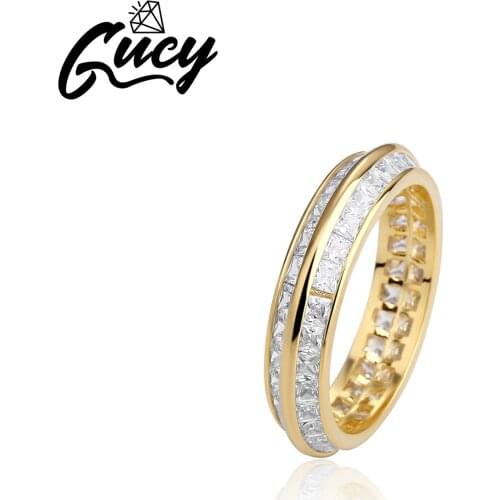 GUCY Full Bling Iced Out Cubic Zircon Engagement Rings Luxury Fashion Jewelry For Women Gift Couple Rings Wholesale