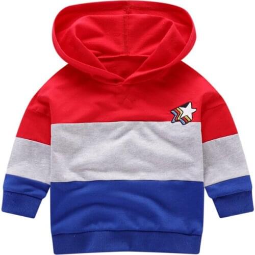 Little Maven New Autumn Spring Children Blue White Red Patchwork Cotton Full- sleeved O-neck Boys Casual Hoodies