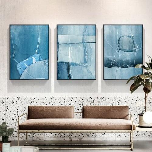 Blue Watecolor Canvas Art Posters and Prints Abstract Painting Nordic Minimalism Wall Pictures for Living Room Modern Home Decor