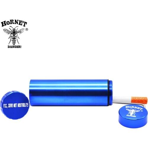 HORNET Aluminum 30mm Herb Grinder Dugout Pipe Case Tobacco Grinder With Storage Room Case Portable Cigarette Organizer Boxes