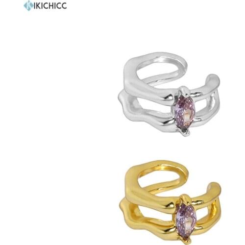 KIKICHICC 925 Sterling Silver Gold Purple Zircon Purple CZ Crystal Piercing Pendiente Clips Luxury Jewelry Women Fine Jewels