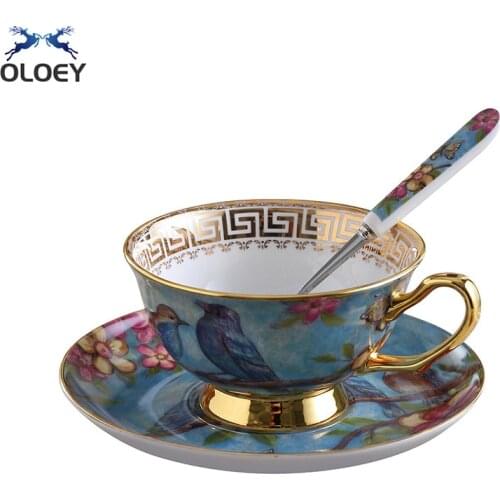 European-Style Bone China Coffee Cup Ceramic Cup With Gold Creative Household Coffee Cup Saucer Spoon Set Afternoon Tea Cup