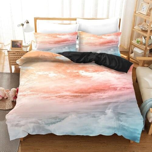 Cloud Sky Duvet Cover Set Colour Bedding Set 2/3pcs Polyester Microfiber Soft Duvet Cover and Pillow Shams Pink Sky Quilt Cover