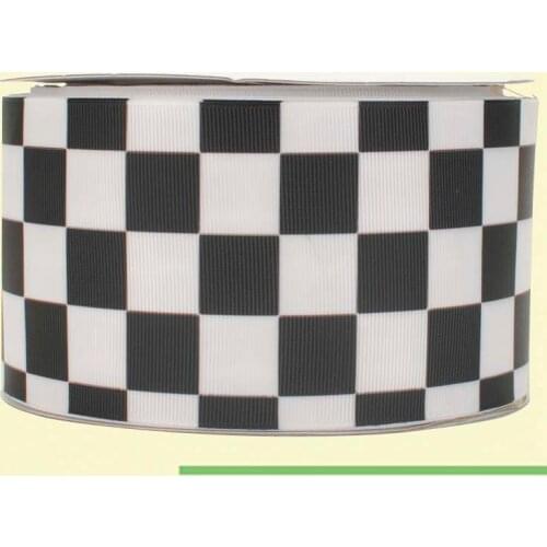 3" inch 75 mm 7.5cm Black and white grid free shipping printed grosgrain ribbons