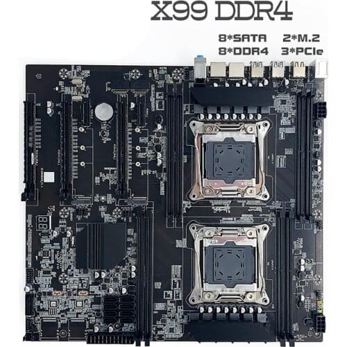 X99 Motherboard LGA 2011-3 Dual CPU 8 DDR4 Memory Slot 256G PCI-E 16X SATA2.0 NVME M.2 Interface for Desktop Chia SSD Kits