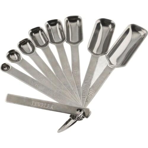 Measuring Spoons With Bonus Leveler,Stainless Steel Metal,For Measuring Dry And Liquid Ingredients Cooking & Baking