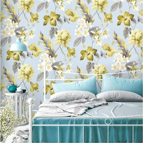 Beibehang Nordic wallpaper rustic style non-woven warm floral wallpaper home living room bedroom TV background wall wallpaper