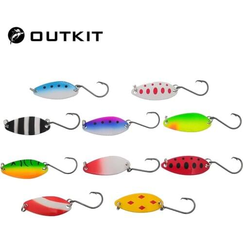 OUTKIT 10pcs Mix Colors 4.1cm 6.5g Fishing Spoon Lure Swim Bait Isca Artificial Trout Lure Pesca Fishing Tackle Truite Spoons