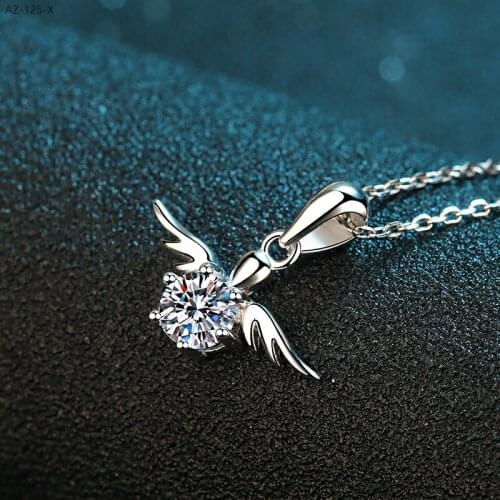 Passed Diamond Test 0.5CT Perfect Cut Moissanite Angel Love Necklace 925 Sterling Silver Diamond Necklaces Luxury Accessories
