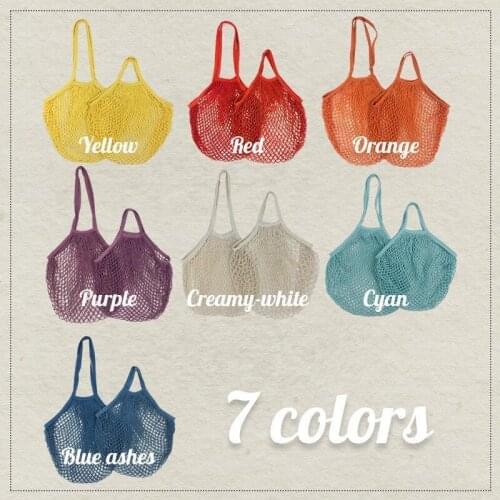 Mintiml GreenLife Mesh 2PCS Reusable Fruit Shopping String Grocery Shopper Cotton Tote Mesh Woven Net Shoulder Bag Mesh Net