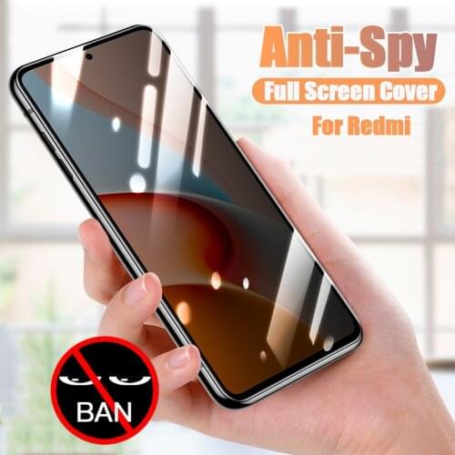 Anti Spy Tempered Glass For Xiaomi Redmi Note 9 8 7 Pro 10 9s 8T Screen Protector For Redmi 7 8A 9A 9C K30 K20 Pro Glass Film