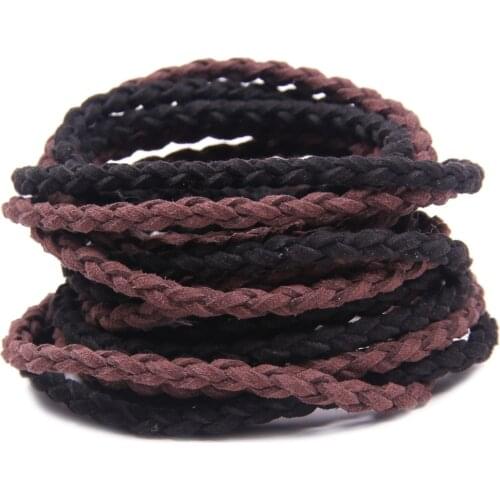 REGELIN 5meters Brown Braided PU Leather Bracelet Findings Round Leatherette Cord String Rope DIY Necklace Bracelet Making