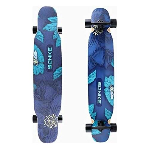 Skateboard 46" Double tilt Silent high-Speed Bearing 7-Layer Maple Longboard Skateboard Beginner Adult for Girl Youth,Lotus Leaf