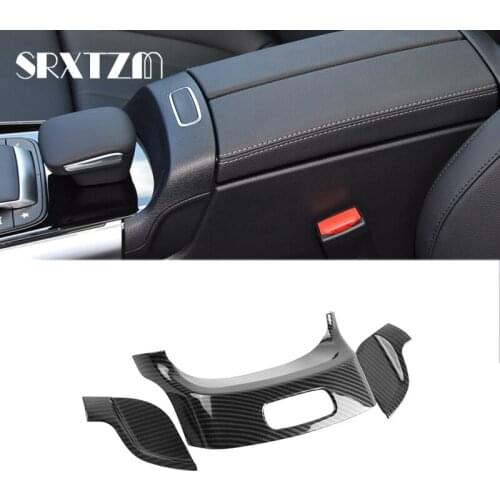 Carbon Fiber Style ABS For Mercedes Benz B Glb Gla Class 2020-21 W247 X247 Car Center Armrest Box Switch Frame Button Cover Trim