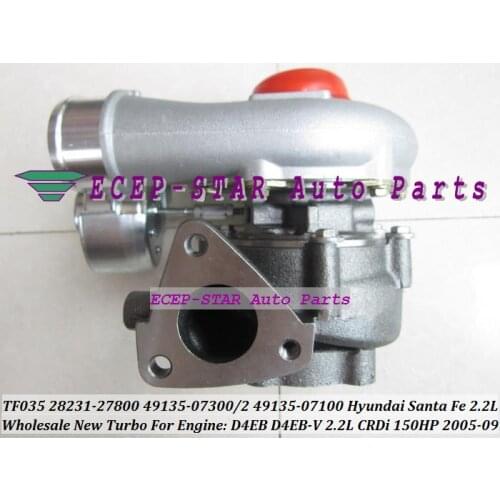 TF035 28231-27800 49135-07301 28231 27800 49135-07302 2823127800 Turbo For HYUNDAI Santa Fe 2005-09 D4EB D4EB-V 2.2L CRDi 150HP