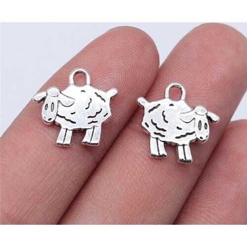Tristana 20pcs 14x15mm Antique Silver Color Sheep Charms Pendant For Jewelry Making DIY Jewelry Findings