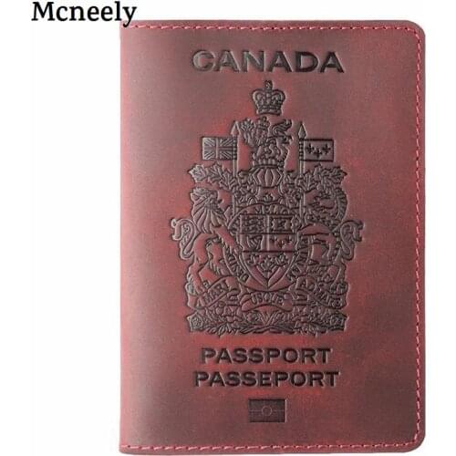 Vintage Crazy Horse Leather Canada Genuine Leather Passport Cover Card Holder Men Passport Case Travel Unisex Travel Wallet