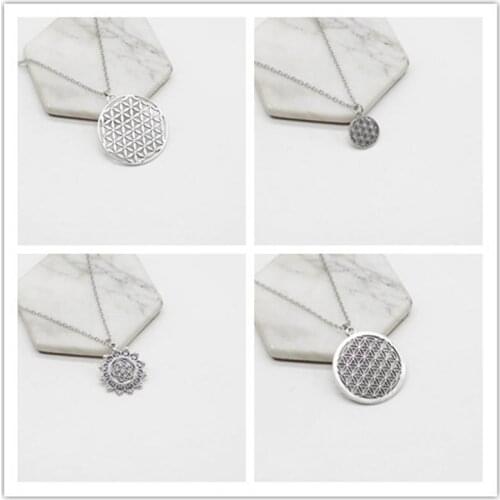 Vintage tree of life necklace, seed of life flower necklace, mandala flower lotus buddhist pendant charm jewelry necklace