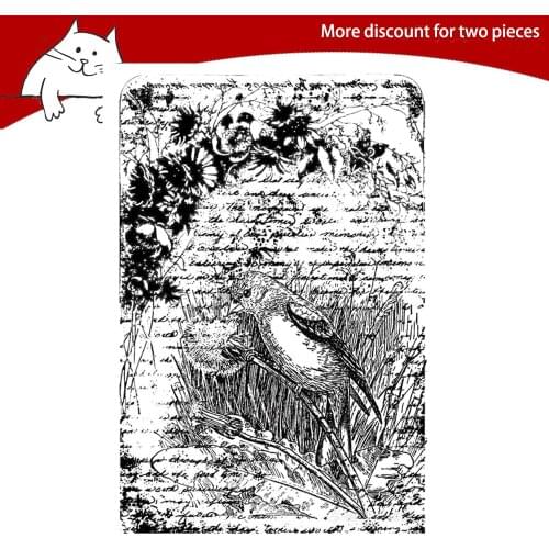 Vintage text / Bird Clear Stamps For Scrapbooking Card Making Photo Album Silicone Stamp DIY Decorative Crafts