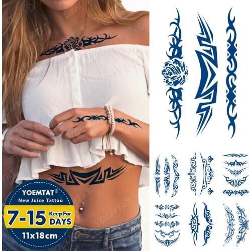 Juice Lasting Ink Tattoos Body Art Waterproof Temporary Tattoo Sticker Maori Mermaid Tatoo Arm Fake Dolphin tiger Tatto Women