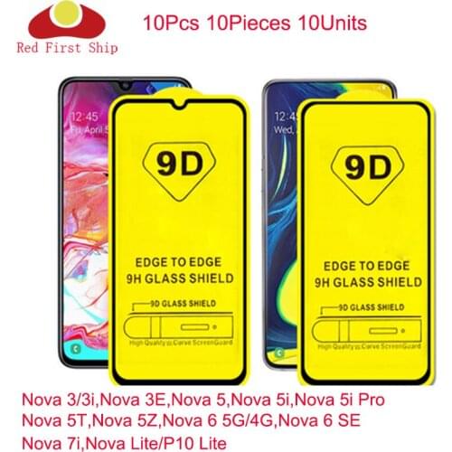 10Pcs 9D Tempered Glass For Huawei Nova 6 SE 7i 3 3E Screen Protector Nova 4 4E cover film Movie 9H For Nova 5 5i Pro 5Z 5T 9D