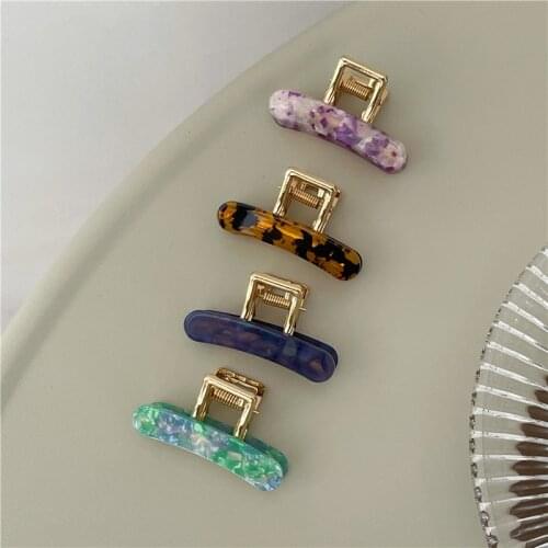 Women Shell Acrylic Hair Clip 2021 Lady Vintage Gold Color Alloy Hair Claw