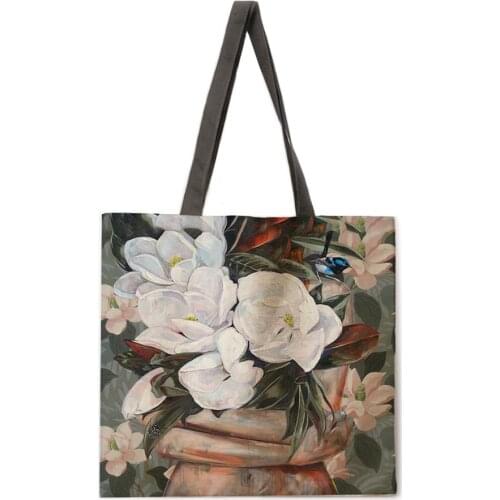 Ladies Shoulder and Flowers Ladies Casual Tote Bag Ladies Shoulder Bag Foldable Shopping Bag Outdoor Bag Beach Tote Bag