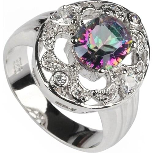 SHUNXUNZE luxury charms Engagement Wedding rings for women dropshipping Rainbow Cubic Zirconia Rhodium Plated R3281 size 6 7 8 9