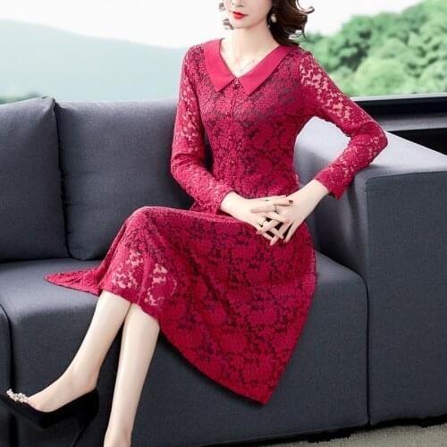 2021 Fall Winter Vintage Black Lace Sexy Midi Dresses Korean Casual 4XL Plus Size Dresses Women Elegant Bodycon Party Vestidos