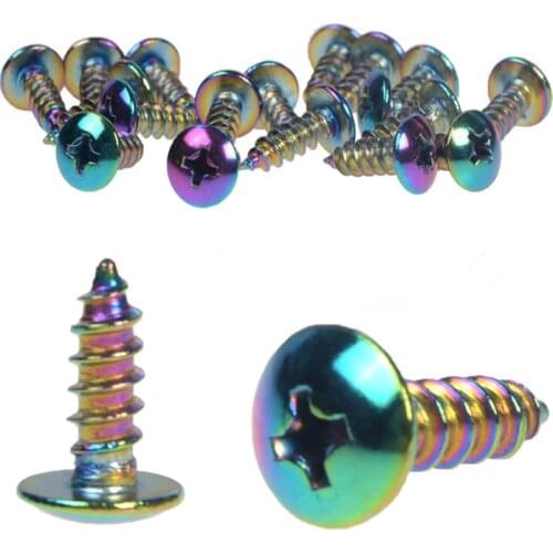 1 Package Motorcycle Pure steel rainbow colored bolt Self-tapping screws Cross shape Motorbike Universal Fixed screws