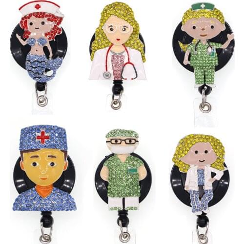 10pcs/lot Nurse Scrubs Retractable For Nurse Id Badge Reel With Alligator Clip