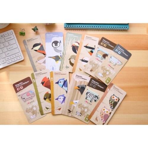 10pcs Cute animals Magnet Bookmark with Ballpoint pen Paper Clip School Office Supply Escolar Papelaria Gift Stationery
