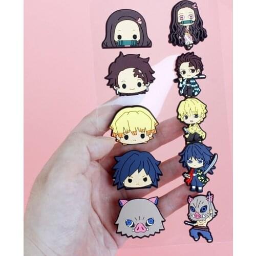 10pcs Set Anime Demon Slayer Shoe Crocs Charms Decorations Badges Accessories Designer for Sanrios Croc Children Women