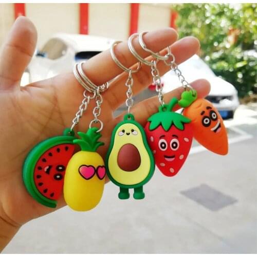 50pcs Girl Heart Simulation 3D Avocado Keychain Bag Coin Purse PVC Soft Toy Pendant
