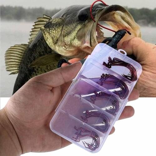 50pcs wide crank fishing hook carbon steel offset fish hook, bass barbed carp fishing hook for soft bait