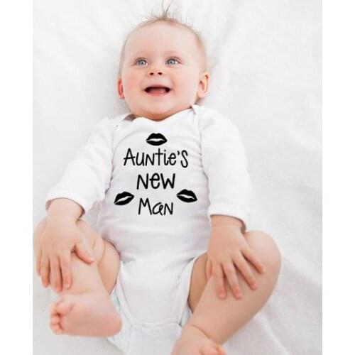 Infant Baby Girl Boy Aunties New Man Outfit Romper Playsuit Clothes Letter Print Soft Toddler Boys Girls Autumn Rompers