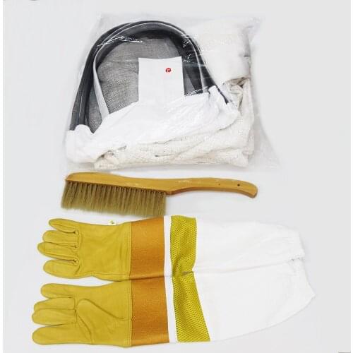 Beekeeping Beekeepers Bee Suit &Gloves& Bee Hive Brush Three Layer Mesh Beekeeper Suits Bee Suits Apicultura