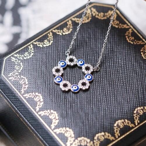 Europe & American Fashion Personality Enamel Demon Eye Pendant Necklaces 2021 Women Fashion DIY fine Jewelry Gifts Free Shipping