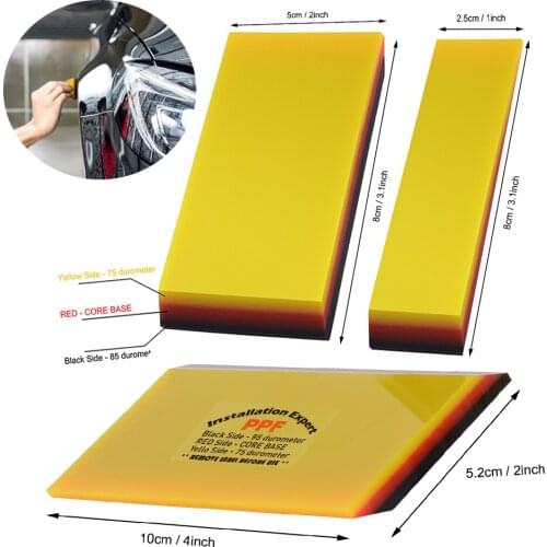 FOSHIO 3pcs Soft Carbon Fiber Vinyl Rubber Squeegee Car Wrap Protective Film Sticker Remover Scraper Window Tint Cleaning Tools