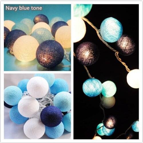 20pcs String Light Cotton Ball Fairy Party Wedding Decor Patio Home Tone Christmas Dark-light blue