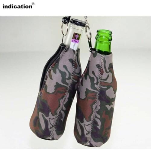 Camouflage Pattern Beer Bottle Holders With Zipper Neoprene Drink Sleeve Can Or Bottle Holders For Beer Cover 100pcs/lot