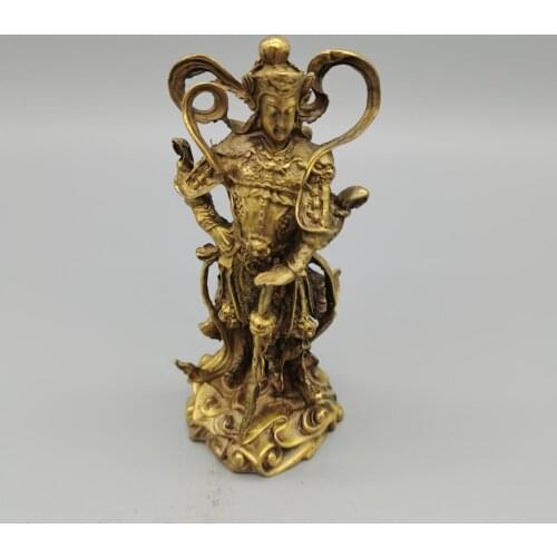 CHINA antique brass fengshui Bodhisattva Weituo small Statue Metal crafts home decorations statue