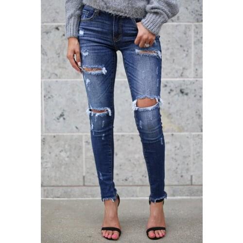 2020 hot sale woman ripped jeans fashion casual slim denim jeans pencil pants spring and summer clothing S-XL Wholesale prices