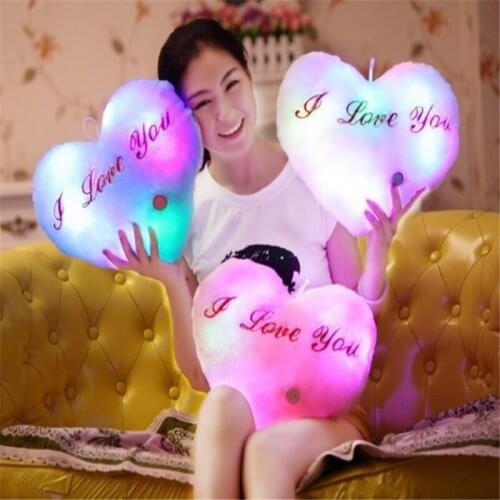 37X30CM Hot Luminous pillow Toys Christmas Gift Led Light Pillow plush Pillow I love you kids Toys Birthday christmas gift